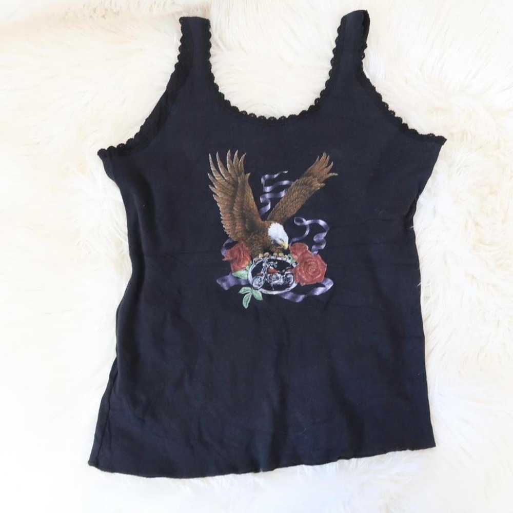 Vintage 1999 Sturgis Black Hills Rally Lace Trim Cami